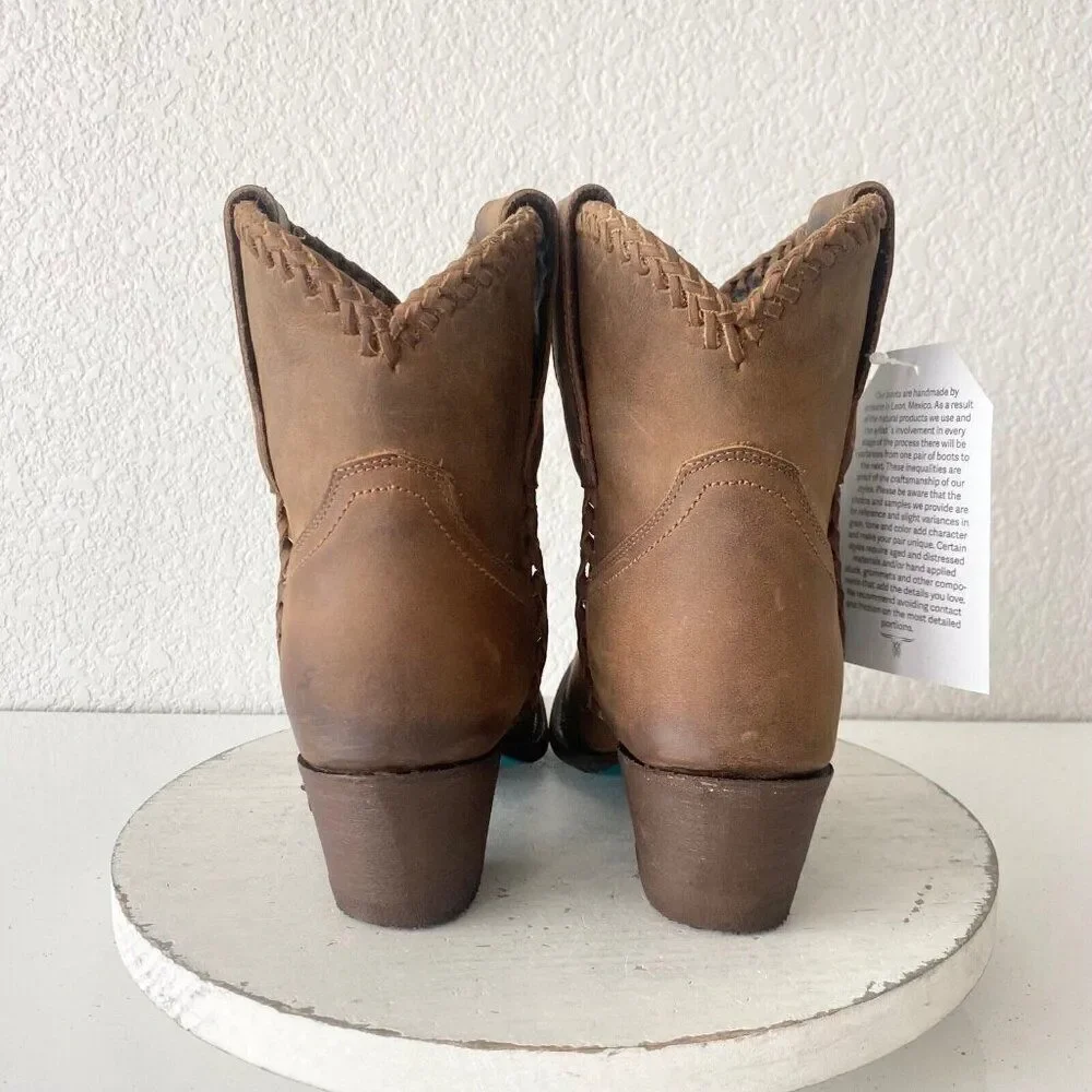 NEW Lane PLAIN JANE PJ Womens Cowboy Bootie Sz 7.5 Brown Western Cowgirl Boots